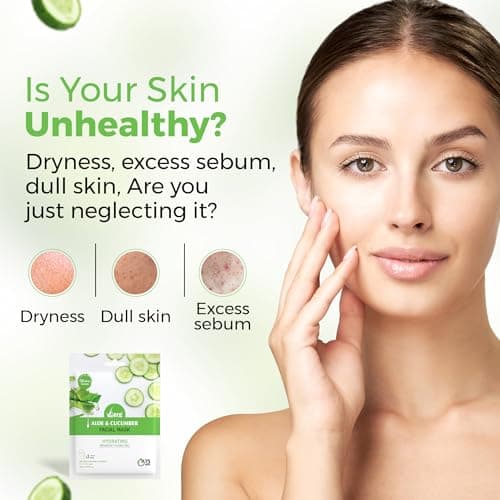 VCare Face Mask Sheets For Glowing Skin, Aloe Vera And Cucumber |Facial Skin Care Product For Women And Men For Smooth, Beauty Mask For All Skin Type, 3 Count 3