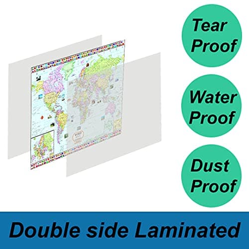 India Map & World Map Combo | LAMINATED | Size : 70 X 100 cm | India Map | World Map | Tear-Resistant, Waterproof, Adhesive Back Strips 3