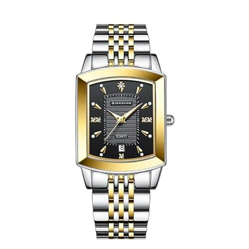 Giordano Analog Pair Watch for Unisex with Square Dial, Crystal Indices, Date Display and Stainless Steel Strap 3