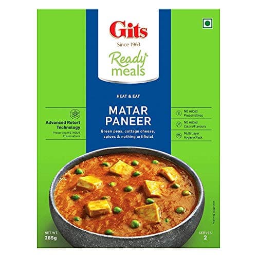 Gits Ready to Eat Paneer Combo 1140g (Matar Paneer, Palak Paneer, Paneer Tikka Masala, Paneer Makhani - 285g Each) 2