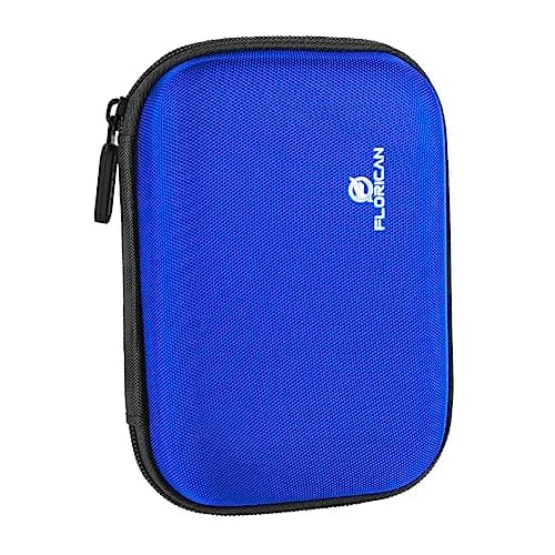 Florican External Hard Drive Case Shell 2.5-Inch Hard Drive Portable Storage Organizer Bag for Earphone USB Cable Mobile Charger Hard Disk-Double Padded Wd Seagate Sony Dell Toshiba,Blue