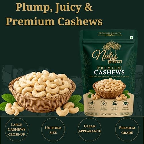 Nutss India Cashew Nuts Whole 250g | Premium W210 Kaju | Deluxe Size Cashews | Protein Rich Healthy Snack | Fresh & Crunchy Dry Fruits 3