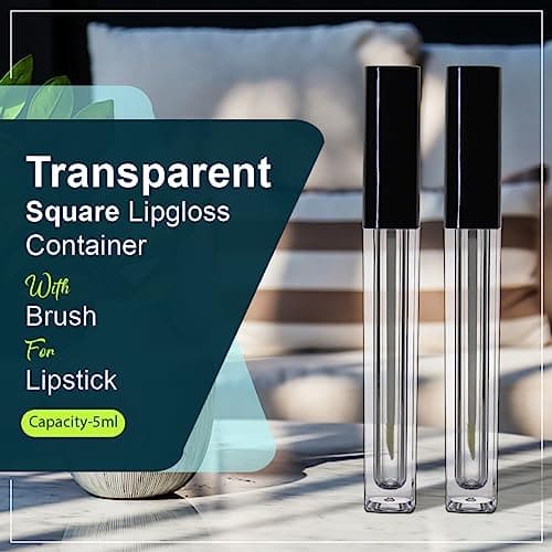 Nsb Herbals 5 ML Square Premium Acrylic Empty Lip Gloss, Lip Care, Cosmetic, Mascara, Liquid Eye Shadow, Transparent Empty Clear Lip Containers Tubes, Refillable Bottle With Plug (Pack of 6) 2