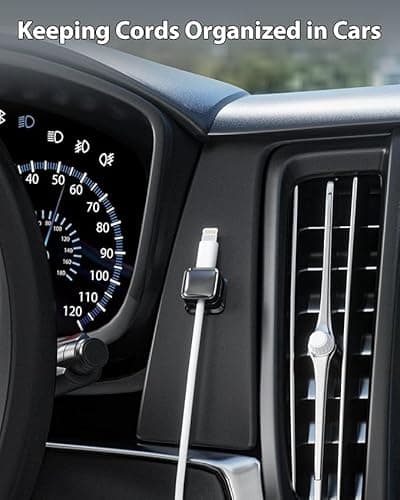 TALLIN 8 Pack Magnetic Cord Organizer, Strong Adhesive Cable Management System, Black, 12cm x 5cm, Easy Open Design for Home Office Car, Wire Holder with Desk Mount (Black) 4