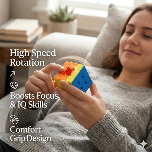 3x3 Speed Cube High Speed Puzzle Toy for Kids & Adults, Smooth Fast Magic Cube Game, Stickerless Multicolor Professional Cube, Brain Teaser Learning Toy (Pack of 1) 3