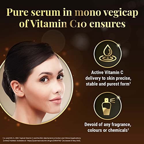 Revibra Dr Reddy's C10, Pure & Bioactive Vitamin C 10% Serum, Reduces Melanin Production, Controls Photoaging, No Fragrance, No Colors, No Chemicals, Easy to Use Mono Vegicap, One Disk of 28 Vegicaps 5