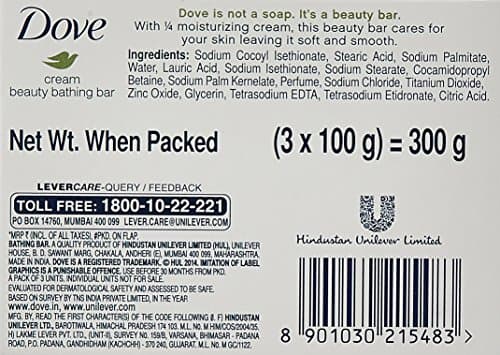 Dove Cream Beauty Bathing Bar, 100g (Pack of 3) 3