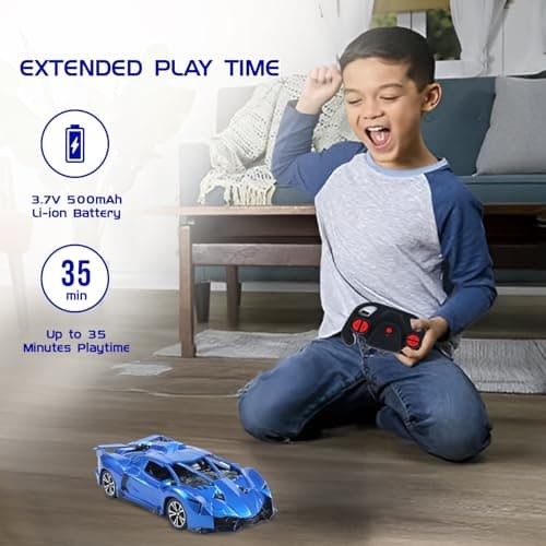 Amazon Brand - Jam & Honey Remote Control Car for Kids | High-Speed RC Car with Rechargeable Lithium Battery | Type-C Charging | LED Headlights | Blue 5