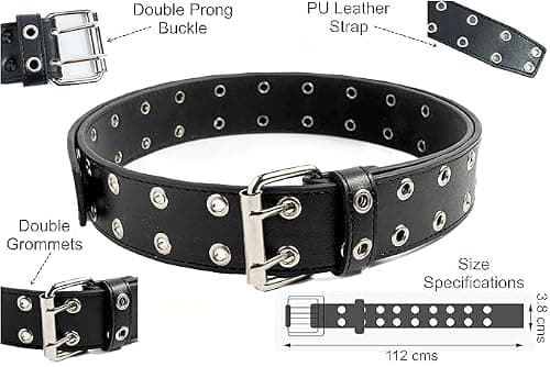 BLACKTAUROS Leather Waist Belt Punk Rock Grommet Belt for Jeans Party Body Jewelry Accessories for Women and Girls 36 size 5