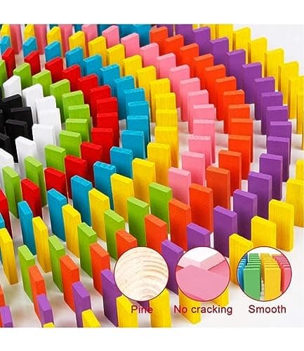 Storio 120 Pcs 12 Color Wooden Dominos Blocks Set, for Kids Board Game Educational Play Toy, Domino Racing Toy Game 5