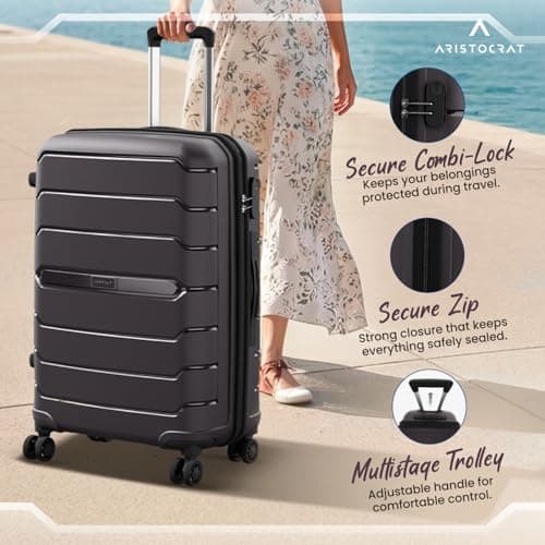 Aristocrat Liberty 8 Wheel Medium Size (Check-in) Hard Case Trolley Bag, Lightweight Polypropylene Luggage, 68 CM, Combination Lock, Travel-Friendly, Unisex, 3-Yr Global Warranty, Saddle Brown 5