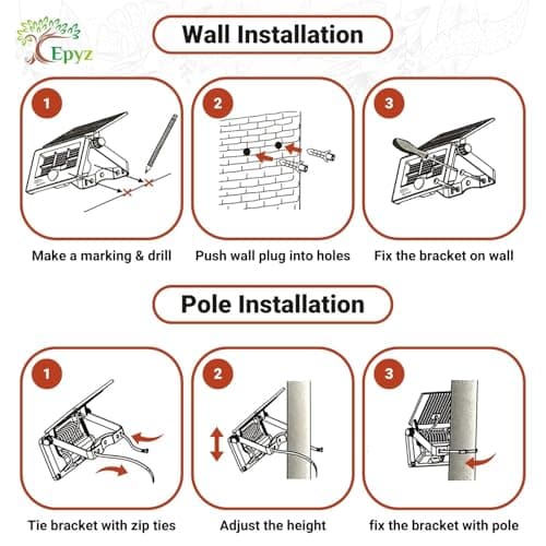 Epyz 20Watt Solar Flood Light Outdoor Waterproof with USB Type-C Charging Cable for Home Garden Wall Compound Entrance Automatic LED Lamp [ Pack of 1, White Light ] [ 2000mAh, 85LED ] 6