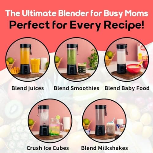 Portable Electric Blender Juicer l USB Rechargeable 6 Blades With 2000 Mah Rechargeable Battery l For Smoothies,Shakes,Juices,Lassi l For Home, Office, Gym & Outdoor Use l BPA Free-Multicolour (2) 4