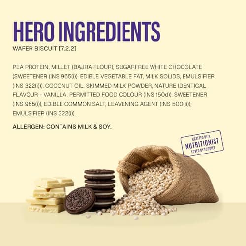 Phab Protein Wafer Bar Cookies & Cream Flavour - No Maida Only Millets ( Bajra ) | 10g Protein With No Added Sugar, No Preservatives, No Trans Fat | Gluten-Free Healthy Snack | Desk-to-Gym Snack (Pack 2