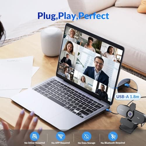 NEWORK 4K Webcam with Sony Sensor, PDAF Autofocus, 1080P@60FPS, 2 Noise Reduction Mics, Auto Light Correction, USB Plug&Play, Privacy Cover, 79°FOV, Streaming Camera for PC, Mac, Laptop, Video Calls 5