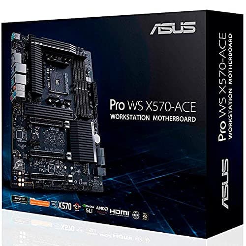 ASUS AMD AM4 Pro WS X570-Ace ATX Workstation Motherboard with 3 PCIe 4.0 X16, Dual Realtek and Intel Gigabit LAN, DDR4 ECC Memory Support, Dual M.2, U.2, and Control Center 5
