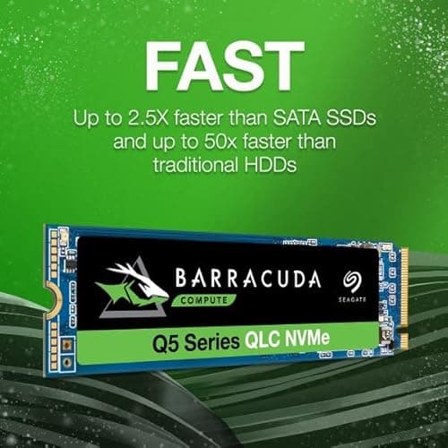 Seagate Barracuda Q5 SSD 1TB up to 2400 MB/s - Internal M.2 NVMe PCIe Gen3 ×4, 3D QLC for Desktop or Laptop, 1-Year Rescue Services (ZP1000CV3A001) 3