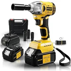 Tomahawk 20V Brushless Cordless Impact Wrench T8582, 300Nm Torque, ½” Square Drive + ¼” Hex, 2×3.0Ah Batteries, LED Light, Heavy Duty Professional Tool
