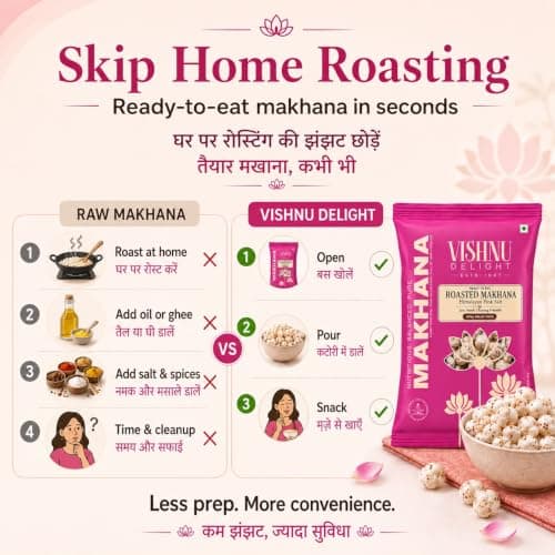 200g Vishnu Delight Roasted Makhana | Ready to Eat Phool Makhana | Himalayan Pink Salt | No Roasting Needed | Jain & Fasting Friendly Snack | Light & Crunchy Roasted Foxnuts- Pack of 1 3