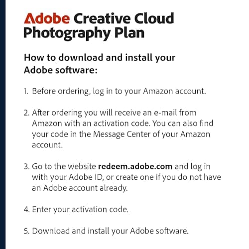Adobe Creative Cloud Photography Plan 1TB (Photoshop + Lightroom) | 12-Month Subscription | PC/Mac | Email Delivery 2