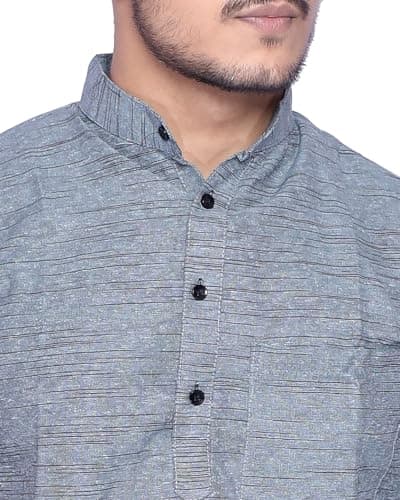 Aaryavar Men's Khadie Cotton - Kurta Pyjama Set (Slate Grey, XL) 5
