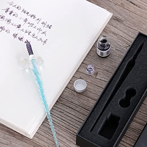 Levin Glass Dipped Pen Ink Set Handmade Crystal Calligraphy Pen with 12 Colorful India Ink for Art, Signatures, Drawing, Decoration, Calligraphy Kits for Beginners 5