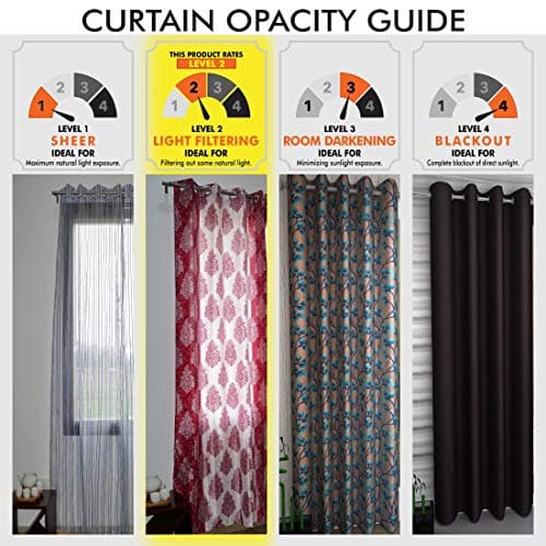 Home Sizzler Abstract 4 Piece Eyelet Polyester Window Curtain Set - 5ft, Brown 4