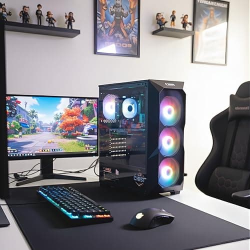 CHIST Budget Gaming PC Full Setup - Core i3 7100, 8GB DDR4 RAM, 256GB SSD, GT 730 4GB Graphic Card, 22 inch Monitor, Gaming Keyboard Mouse, WiFi Bluetooth