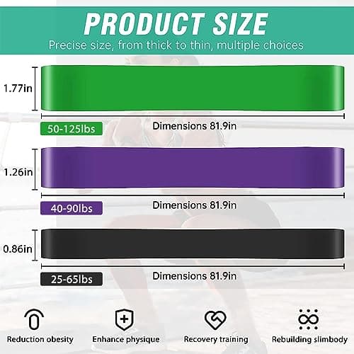 Proberos® Resistance Bands Set, Durable TPE Stretch Band for Exercise, Strength Training, Stretching, Yoga, Physical Therapy, Full-Body Home/Gym Workouts, Portable Fitness Accessories (3 Pcs 10-55kg) 2