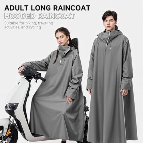 PALAY® Long Rain Coat, Waterproof Raincoat for Adults Reusable Hooded Rain Poncho with Wide Brim Lightweight Unisex RainCoat for Hiking, Travel, Motorcycle Riding (Length 126cm) 3