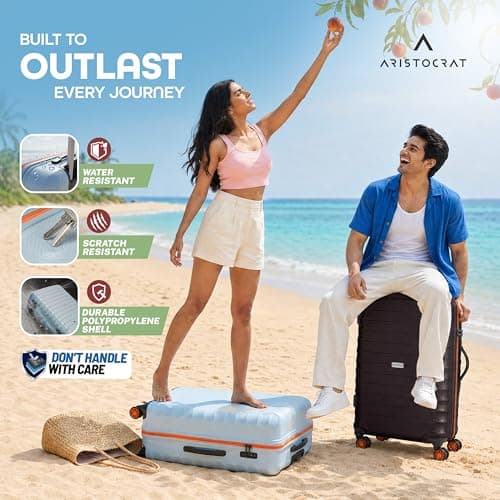 Aristocrat Altitude 8 Wheel Medium Size (Check-In)Hard Case Trolley Bag |Combination Lock |Tough And Durable Polypropylene Luggage |3 Year International Warranty| 68 CM Suitcase for Travel| Surf Spray 2