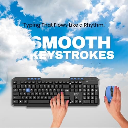 EVM Wireless Keyboard Mouse Combo 2.4GHz | USB Receiver | Computer Combo for Laptop PC | Ergonomic Design | Long Range | Smooth Typing & Control | 1 Year Warranty (EVM-WLKM-036) 5