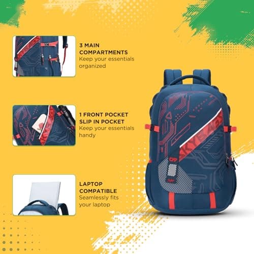 Skybags Vesper 40L Laptop Backpack with Rain Cover - Navy Blue 3