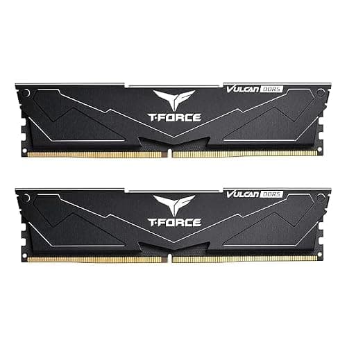 TeamGroup T-Force Vulcan 32GB 6000MHz (6000MT/s) CL38 Black DDR5 UDIMM Desktop Gaming Memory, Metal Heatsink, ECC, XMP 3.0/AMD Expo, Compatible with Intel/AMD CPU, High Performance, Low Latency RAM 5