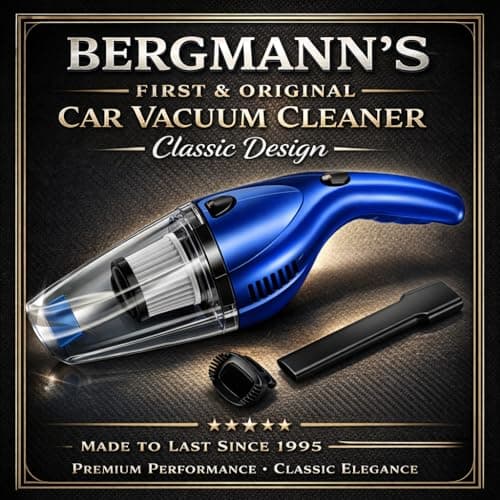 Bergmann Tornado Car Vacuum Cleaner|With Hepa Filter|Sleek Trendy Design|12V Dc,60W|3M Power Cord|Blue,40 Liter 3