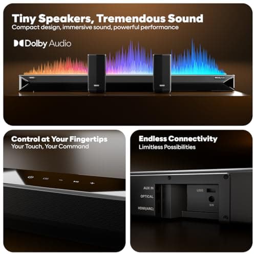 Newly Launched GOVO GOSURROUND 999W | 700W Bluetooth Soundbar with Touch Key Panel, 5.2 Dolby Audio, 6.5" Dual Subwoofer, Wireless Satellite Speakers BT v5.3, HDMI, AUX, USB, 3 EQ Modes Stylish 5