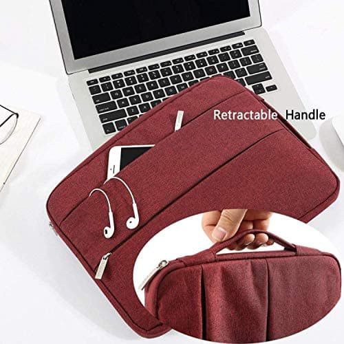 Dynotrek Mock 15.6 inch Laptop Sleeve Case Pouch, with Handle Shockproof Protective Cover, Accessory Pocket, Briefcase Carrying Computer Hand Bag, HP, ASUS, Dell, Lenovo, Acer -Maroon Red 5