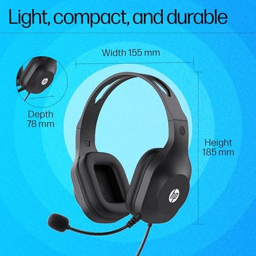 HP H120 Stereo USB Headset, Plug-and-Play USB-A, Built-in Noise-canceling mic, Adjustable Head Strap, Padded Ear Cushions, 360-degree Bendable mic, 1-Year Limited Warranty, Black, 9Z4V9AA 2