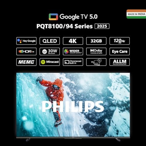 Philips 139 cm (55 inches) 8100 Series 4K Ultra HD Smart QLED Google TV 55PQT8100/94 2