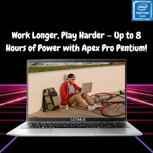 Ultimus Pentium Quad Core Laptop|Student & Office Work Laptop|Dual Storage eMMC+SSD Expandable~1TB|1.2Kg|180° Hinge|Win 11 Home|4GB RAM 128GB|HDMI SD Card Slot | ‎Dual Speaker|Cloud Silver 4
