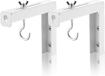 Universal L Shaped Wall Hangers for Hanging Projector Screen, L Bracket Comes with Hook and Screws, Adjustable, 11 Inch Length (Weight Capacity 20 Kg) Color-White