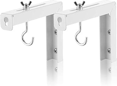 Universal L Shaped Wall Hangers for Hanging Projector Screen, L Bracket Comes with Hook and Screws, Adjustable, 11 Inch Length (Weight Capacity 20 Kg) Color-White