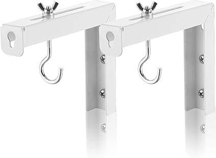Universal L Shaped Wall Hangers for Hanging Projector Screen, L Bracket Comes with Hook and Screws, Adjustable, 11 Inch Length (Weight Capacity 20 Kg) Color-White