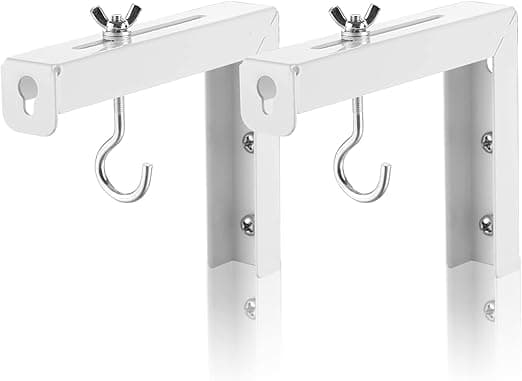 Universal L Shaped Wall Hangers for Hanging Projector Screen, L Bracket Comes with Hook and Screws, Adjustable, 11 Inch Length (Weight Capacity 20 Kg) Color-White