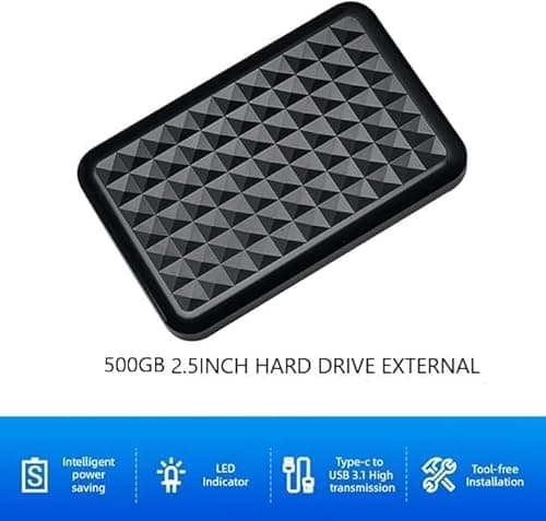 External Hard Drive 500GB USB3.0 High Speed Data Transfer Memory Expansion Data Storage & Portable Backup HDD Compatible with PC, Computer, MacBook, Chromebook.(Cube)(k) 2