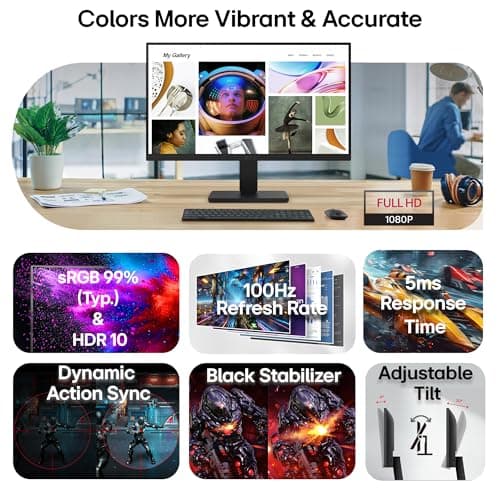 LG 22U401A 54.61 cm (22 Inch) Full HD (1920x1080) VA Monitor with 100Hz, 5ms (GtG),VGA, HDMI, 3-Side Virtually Borderless Design, sRGB 99% (Typ.), HDR 10, 1ms MBR, Reader Mode, Flicker Safe (2026) 2