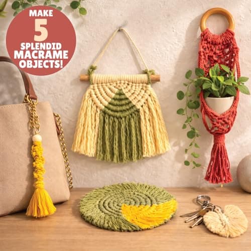 Kalakaram Macrame Kit for Beginners | DIY Art & Craft Kit for Kids, Teens & Adults | DIY Embroidery Activity Craft Set | Learn Knotting, Wall Hanging, Keychain & Handmade Décor | Birthday Gift for Gir 2