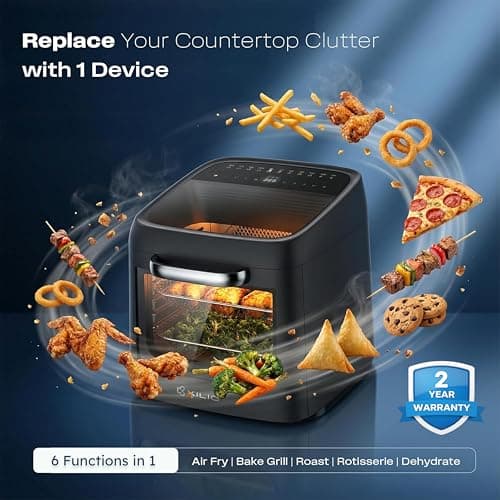 KILIG Nexa Edge 12L Digital Air Fryer Oven, 6-in-1, 1800W, 12 Presets, Rotisserie & Rotating Basket, StepChef App Control, 100% Toxin-Free, 2 Year Warranty, Matte Black 4