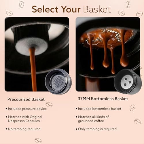 AGARO Elite Hand Press Portable Espresso Maker, 10-Bar Hand Pressure, Compatible with Capsules & Ground Coffee, With Cup Holder, Travel-Friendly, Leak-Proof & Compact & Manually Operated 5