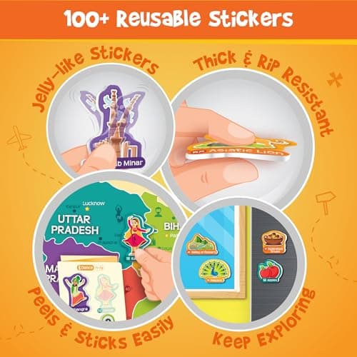 Imagimake Mapology India Map with Reusable Stickers | Educational Toy | Kids Learning Toys For Age 6 Years+ | Best Birthday Gift for Kids Age 5,6, 7, 8 3